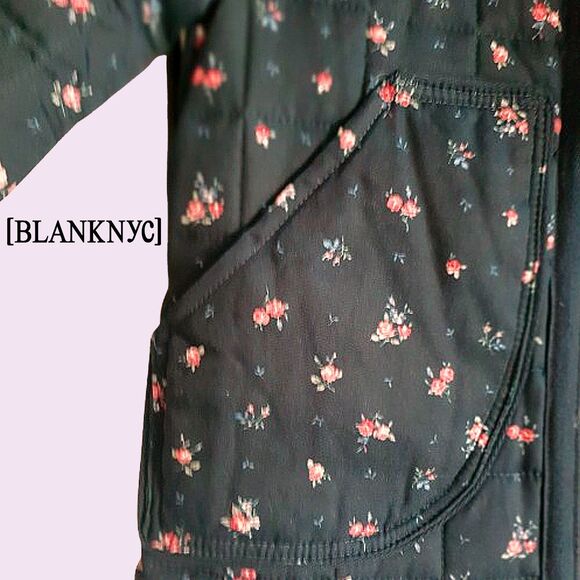 Blank NYC NEW Cottagecore Floral Roses Quilted Zip Collarless Jacket XS - Picture 4 of 12